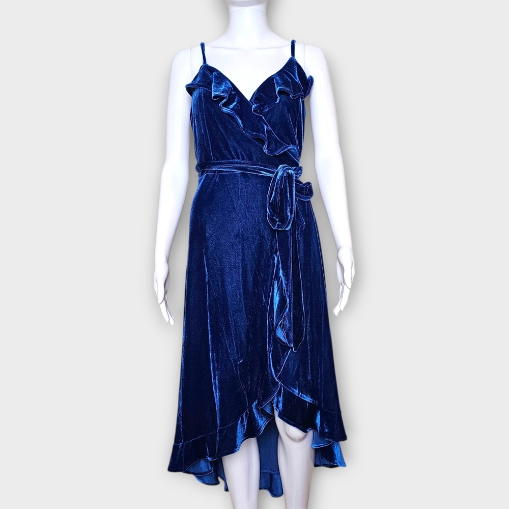 BCBGeneration - Cobalt Blue - Velvet - Wrap Dress - Size M - 4 to 6